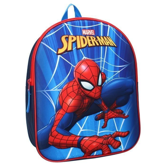 mybagstory - Mochila - 3D - Spiderman - Azul - Infantil - Escuela - Preescolar - Guardería - Primaria - Mochila escolar para niño - Tamaño 32 cm