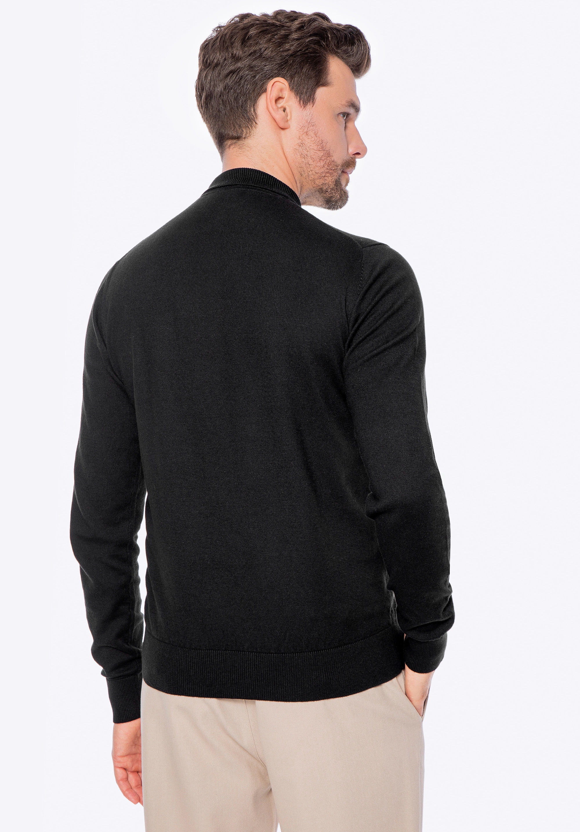 Sweter męski z bawełny z domieszką kaszmiru czarny