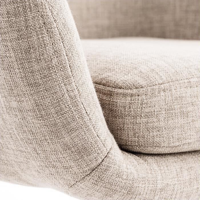 Juego de 2 taburetes de bar tapizados en tela con patas de madera de roble - Beige - 45 cm de largo x 45 cm de ancho x 104 cm de alto