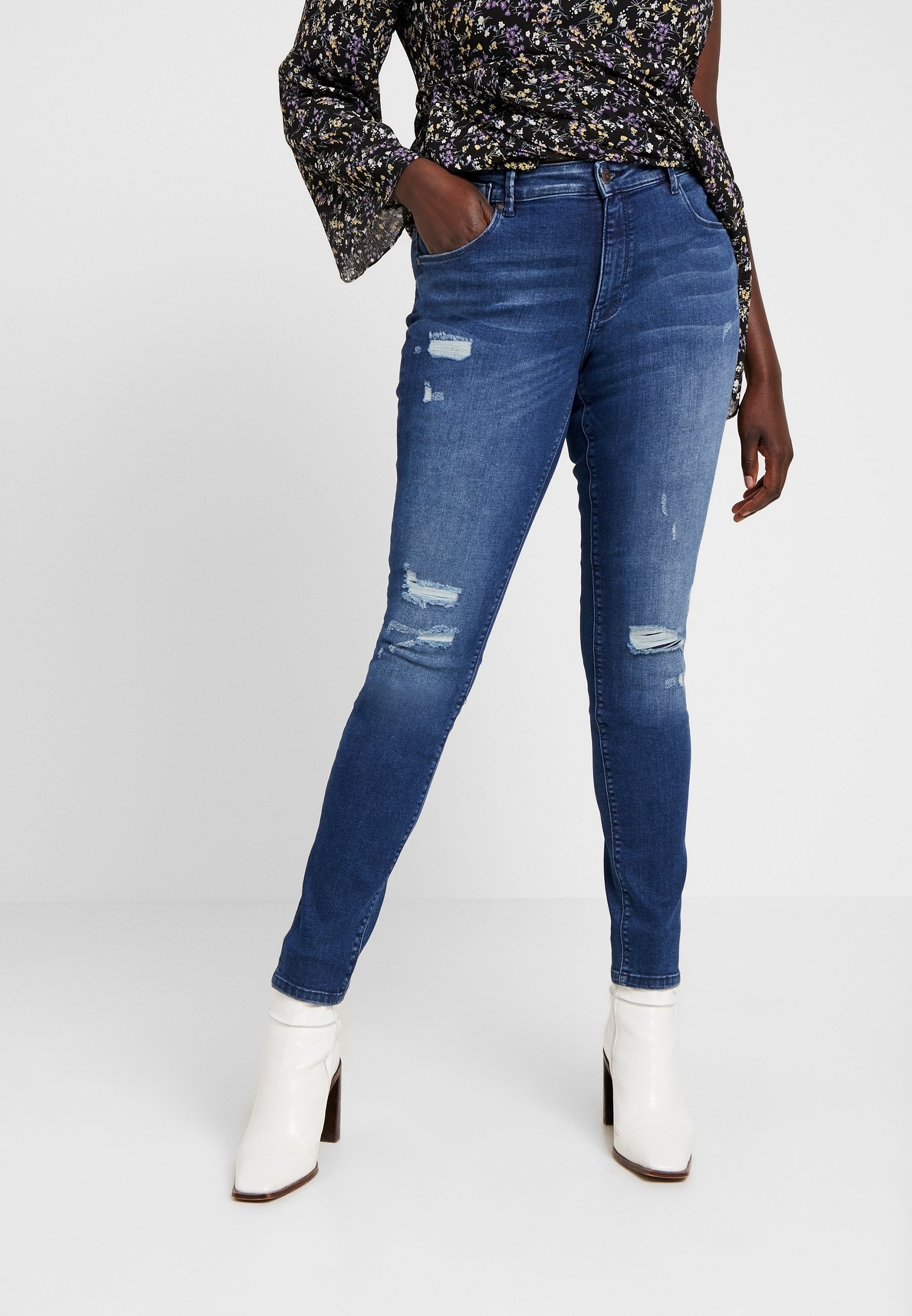 ONLY Carmakoma traperice uskog kroja - tamnoplavi traper