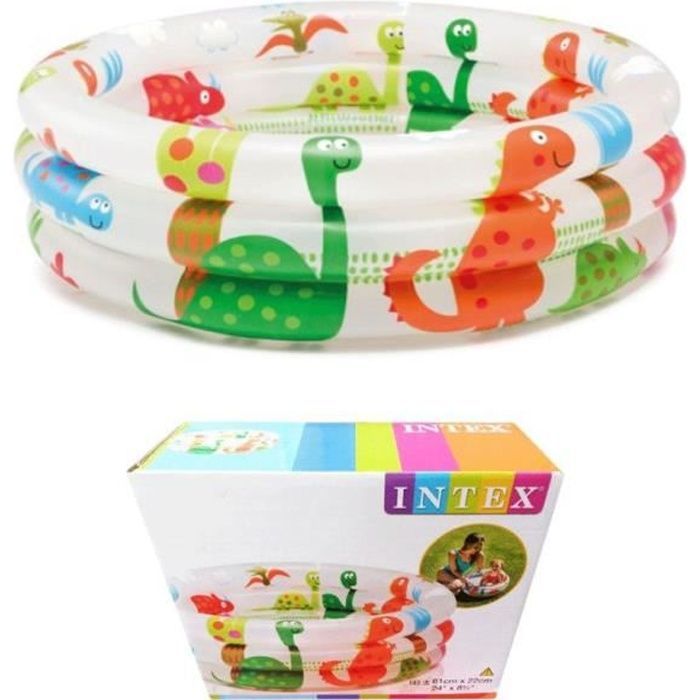 Piscina hinchable - INTEX - Piscina infantil con diseño de dinosaurio - Para bebés y niños pequeños - Diámetro 61 cm