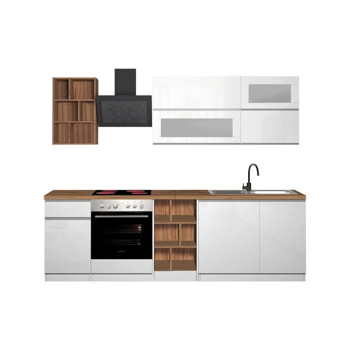 Cuisine Complète Sources Dmora, en Bois Noblé Blanc Brillant