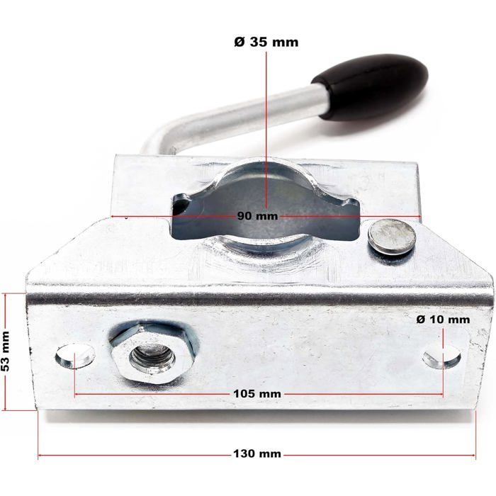 collare di fissaggio, in metallo zincato s235, tubo da 35 mm, per rimorchio, roulotte, camper.