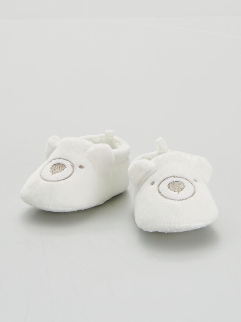 Babyfluwelen slippers - wit