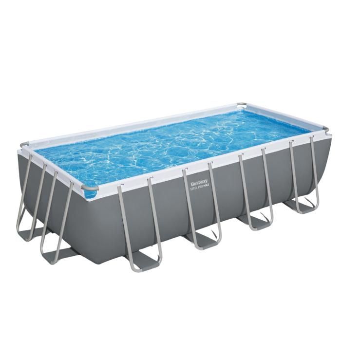 Piscina tubular retangular Bestway Steel Pro Max para instalação acima do solo, 488 x 244 x 122 cm, cinza (acessórios não incluídos)
