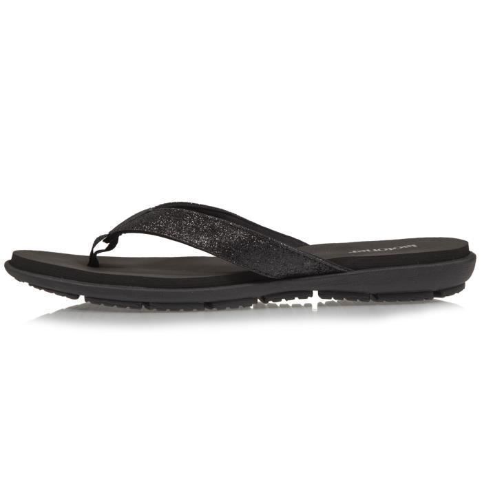 Chanclas cómodas Isotoner para mujer con detalle de lentejuelas en la parte superior, color negro.