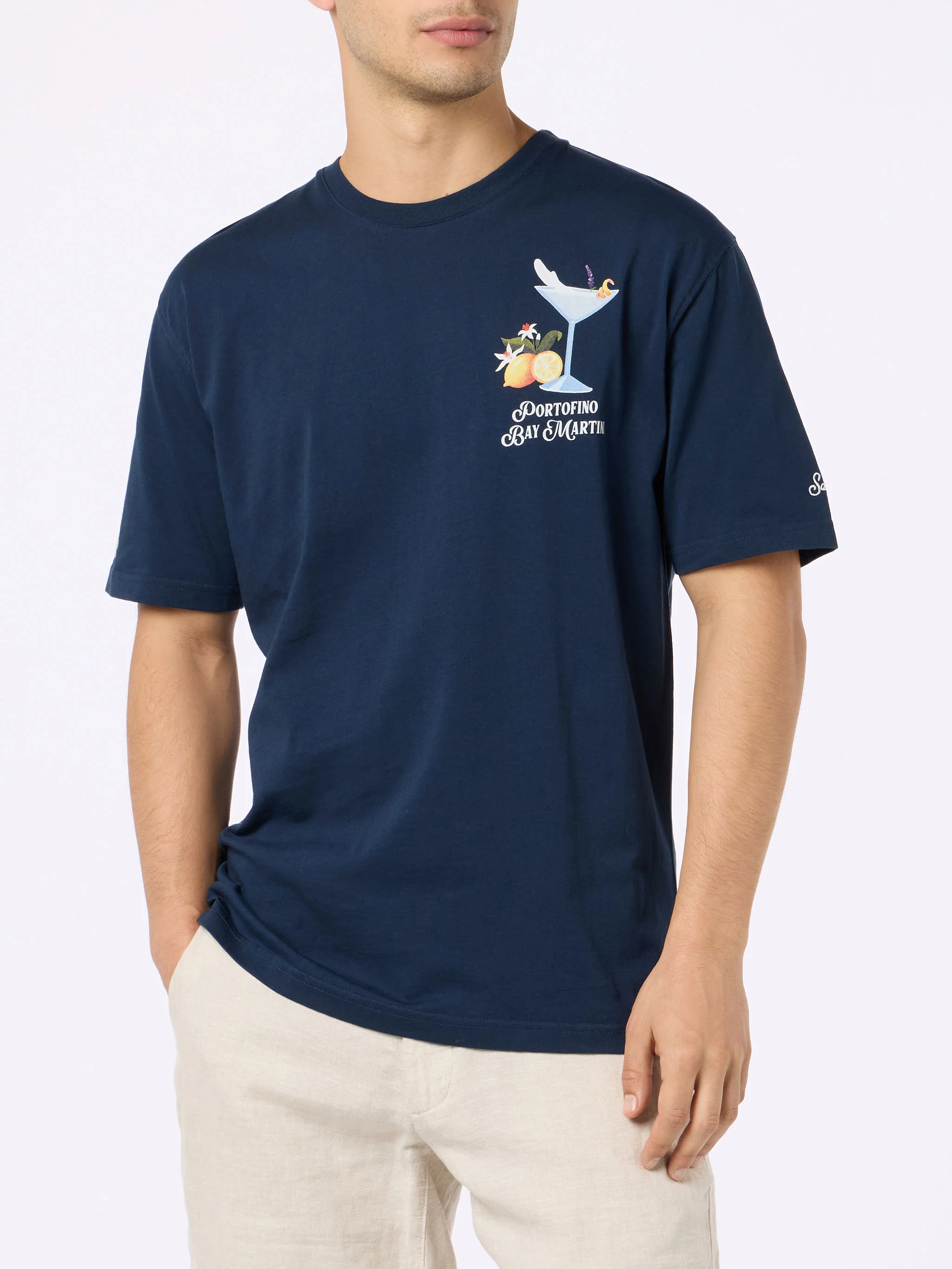 T-shirt da uomo in cotone con stampa piazzata Portofino Bay Martini |