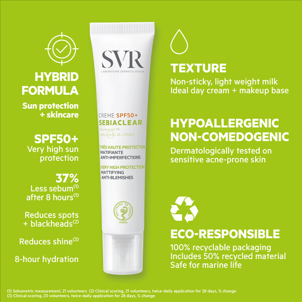SVR SEBIACLEAR SPF50+ Mattierende Anti-Pickel-Sonnencreme 40ml