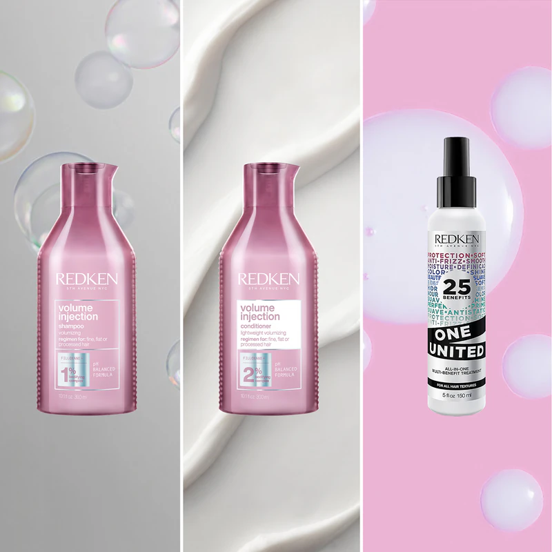 Redken Volume Injection, embalagem prática para aumentar o volume do cabelo.