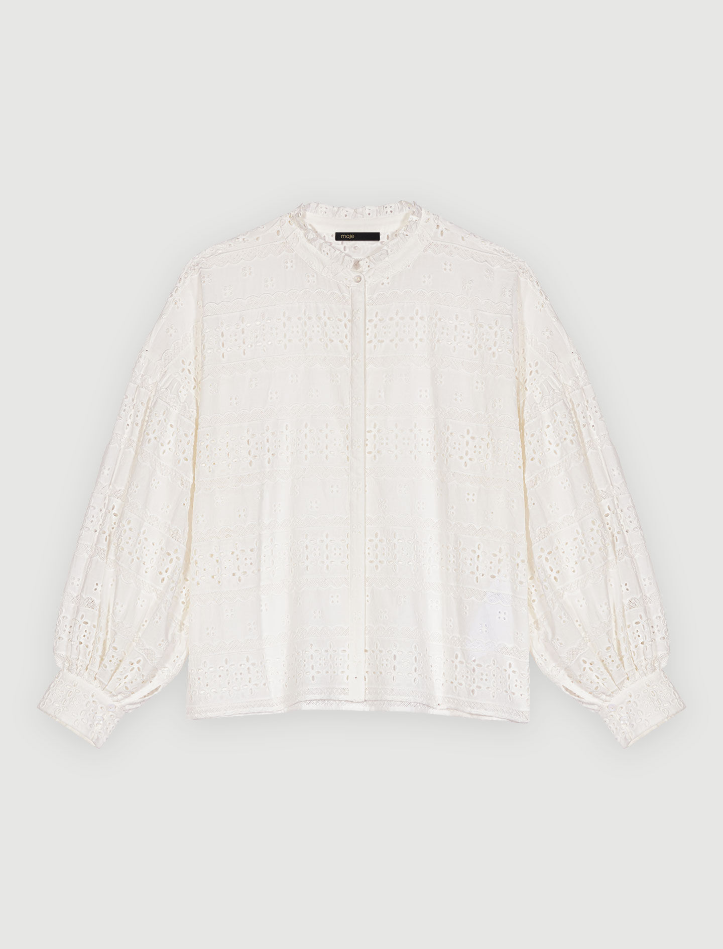 Witte katoenen blouse met borduursels - Wit