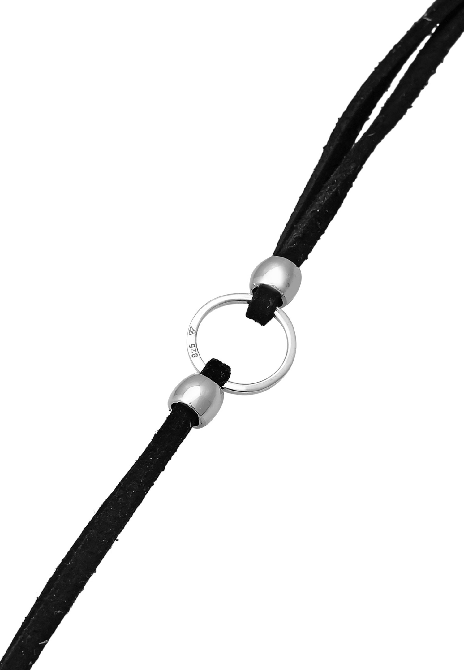 Elli Femmes Choker Tendance Cercle avec Cuir Velours Noir en Argent Sterling 925