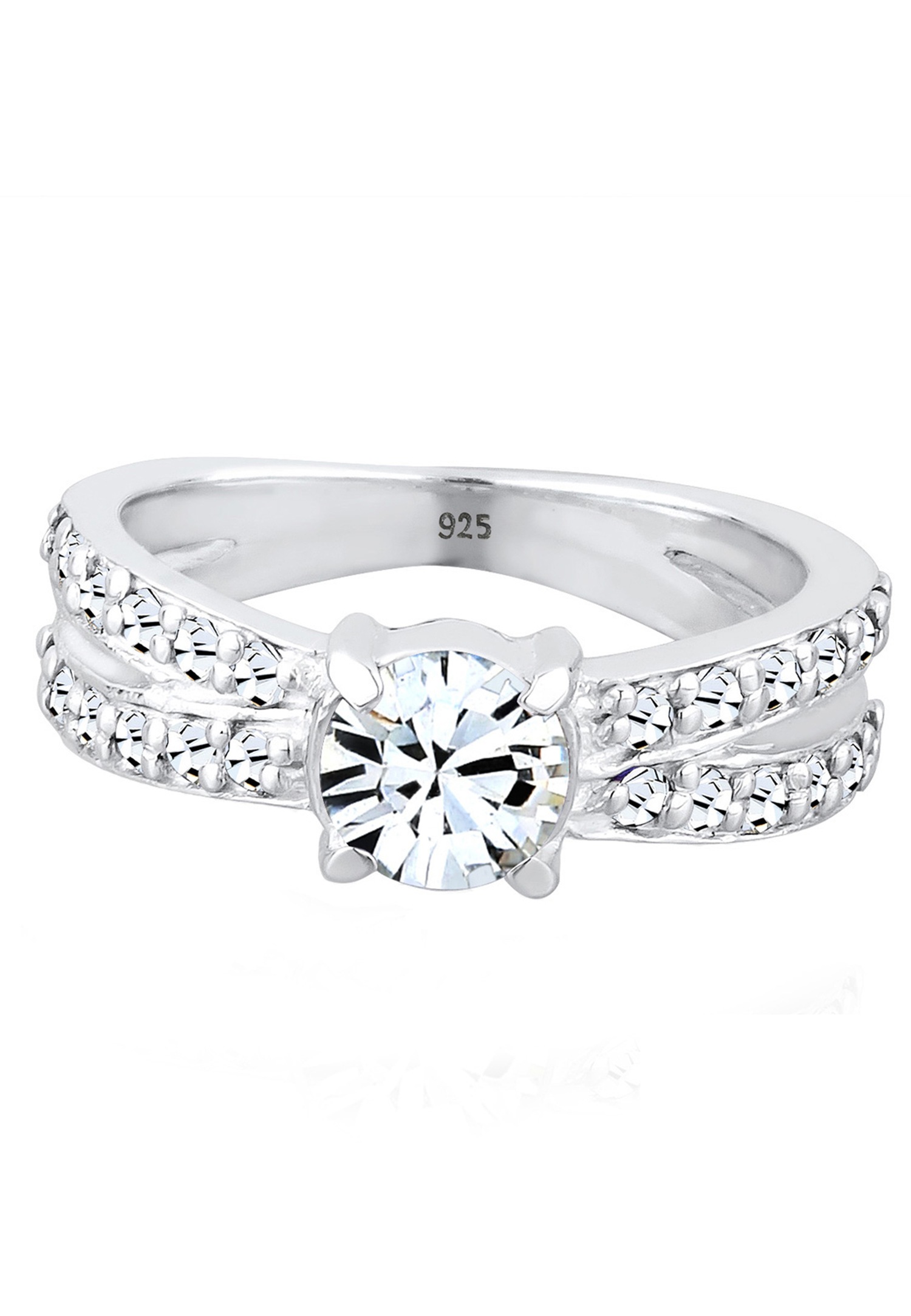 Elli Femmes fiançailles étincelant avec cristaux en argent sterling 925