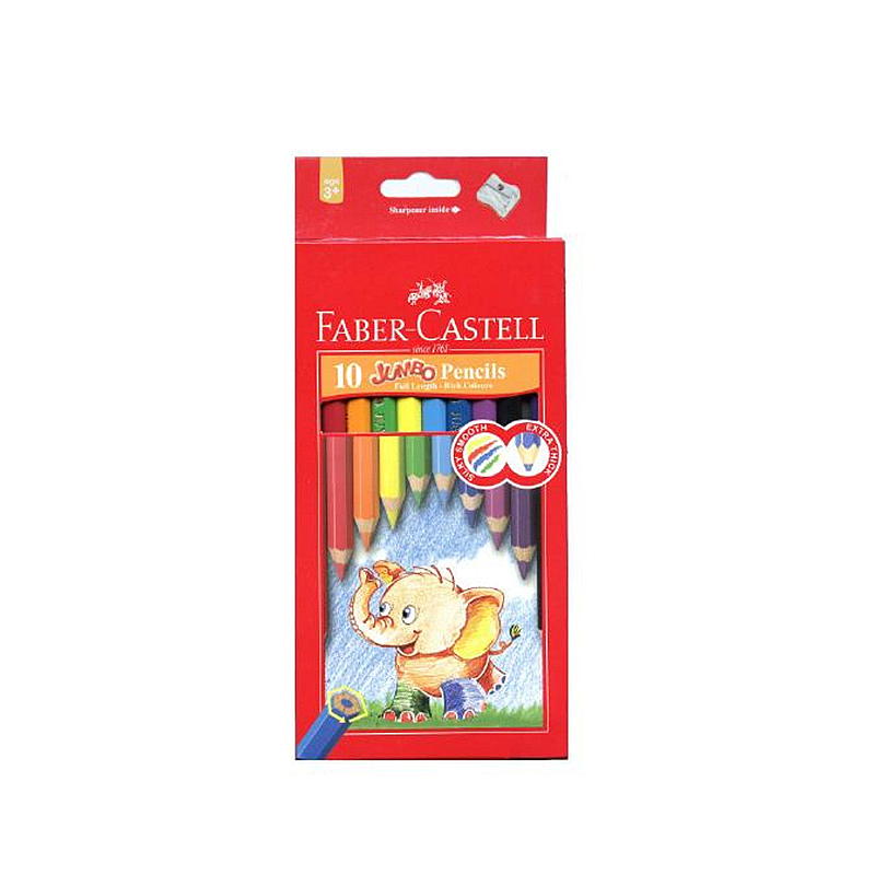 Lápices de colores Jumbo Faber Castell, 10 unidades con puntas FC