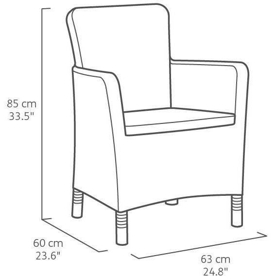 Sillón de jardín - Allibert de KETER - IOWA - en resina que imita el ratán tejido, gris grafito, con cojín