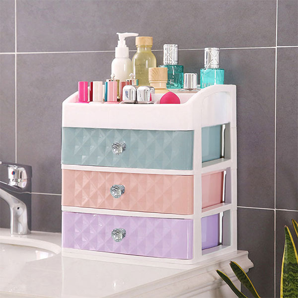 Organizador de maquiagem multicolorido Livingandhome com 3 gavetas