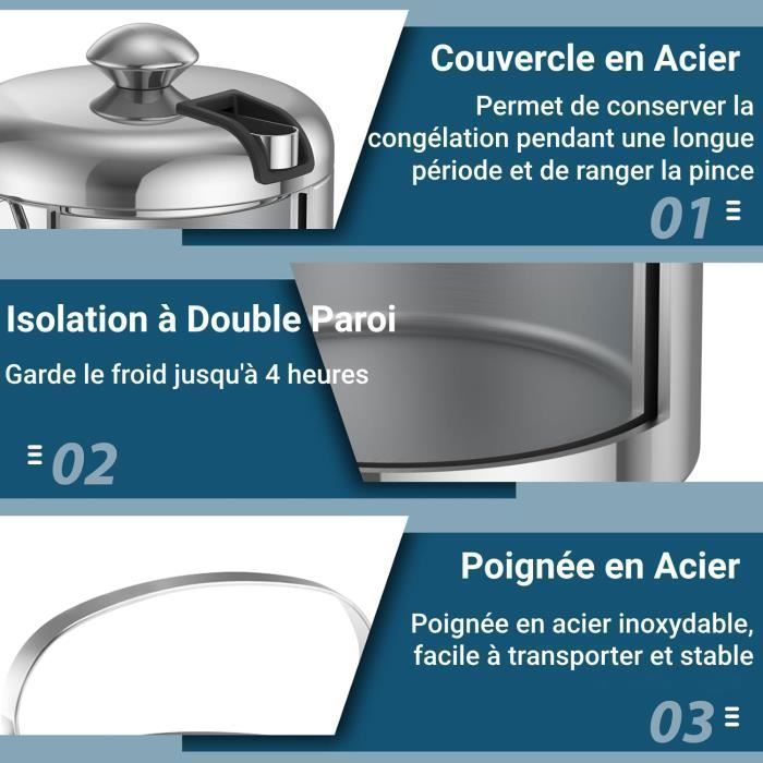 Ice Bucket, Double Wall Champagne Bucket, 1.2L Bottle Cooler, Stainless Steel Ice Bucket with Tongs & Lid