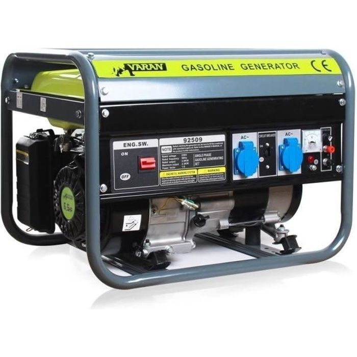 Generador de gasolina de 2200 W, 2 x 230 V, 1 x 12 V