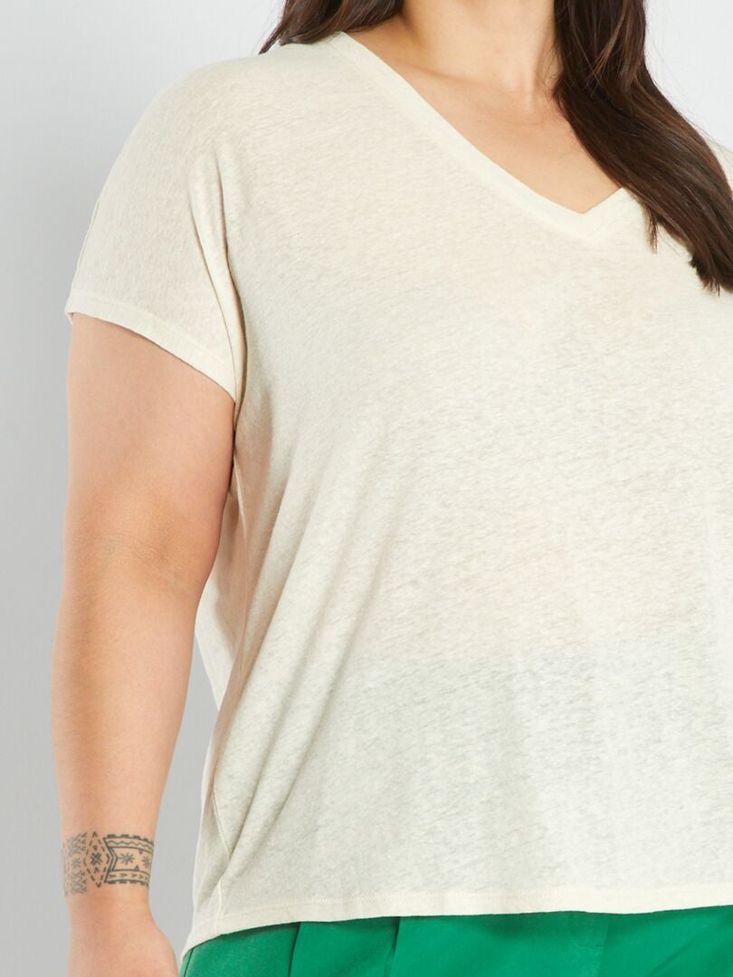 Camiseta de lino - BEIGE