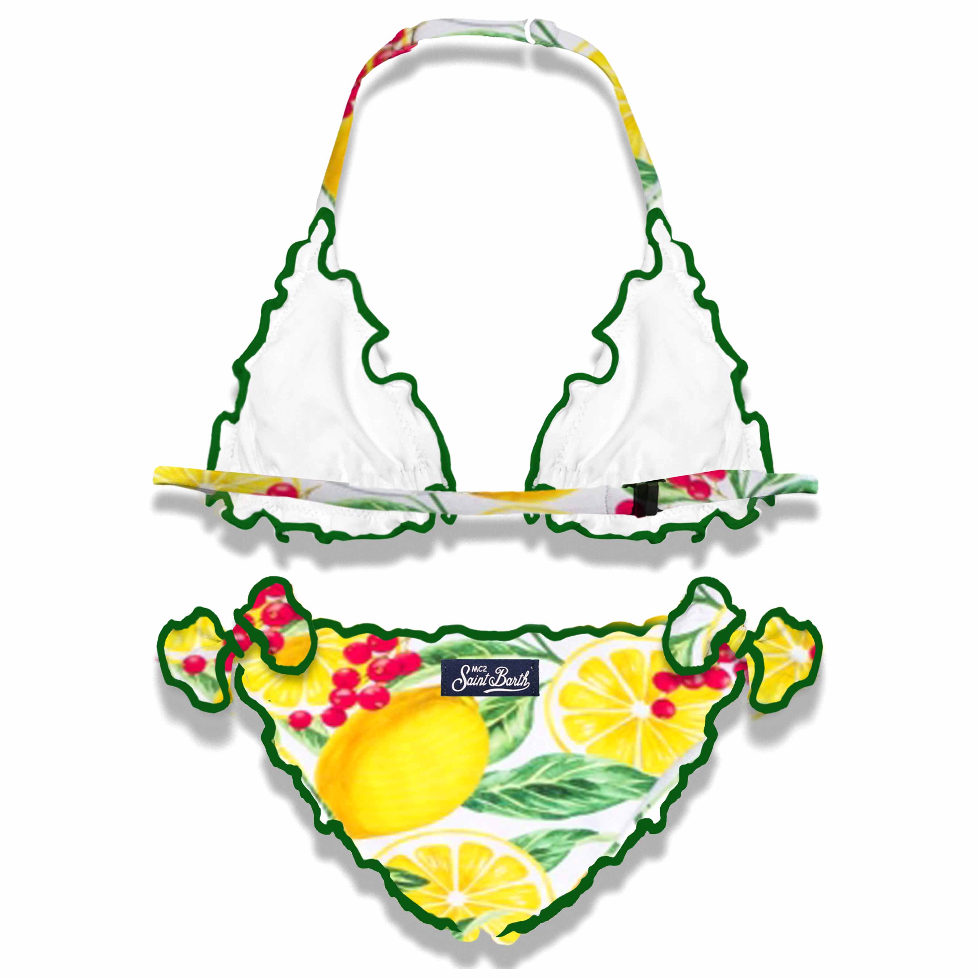 Triangelbikini voor meisjes met citroenprint