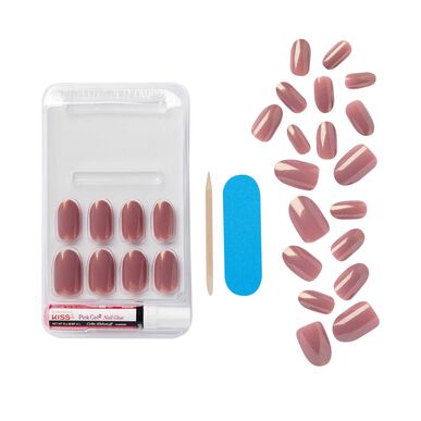 Kiss Gel Fantasy Ready to Wear Gel False Nails with Glue, Medium Size, 28 units.