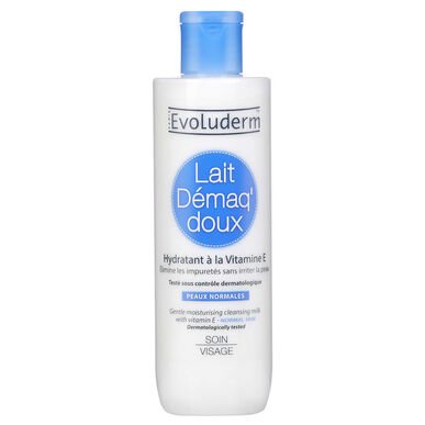 Evoluderm Lait Démaq Doux E-vitamiinilla varustettu kosteusvoide, meikinpoistoaine E-vitamiinilla 250 ml 250 ml