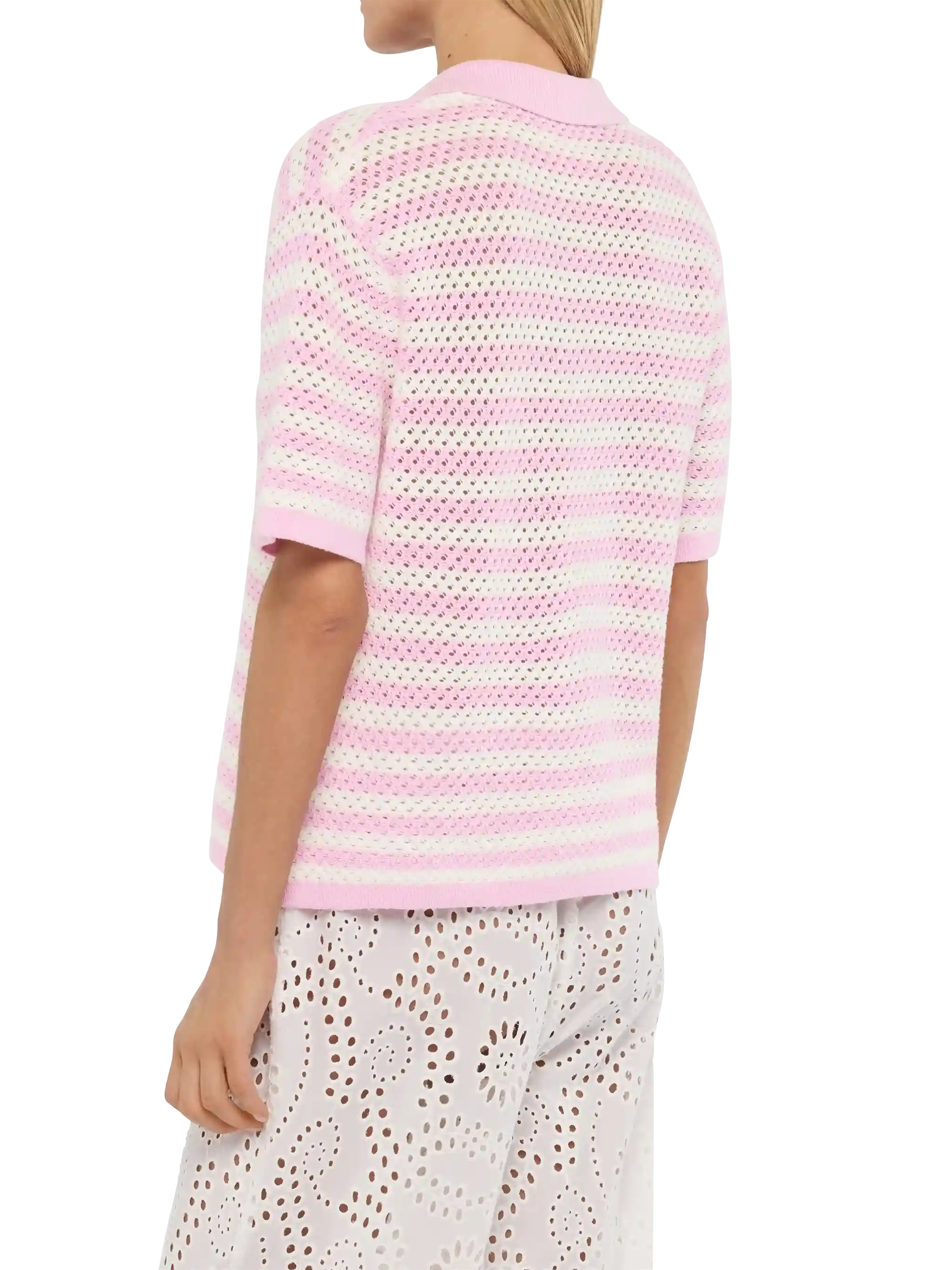 Polo in maglia a righe rosa Pixie