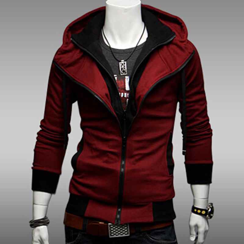 Nuovo abbigliamento invernale caldo da uomo, giacca slim con cappuccio e zip a maniche lunghe, blocchi di colore, capospalla da uomo