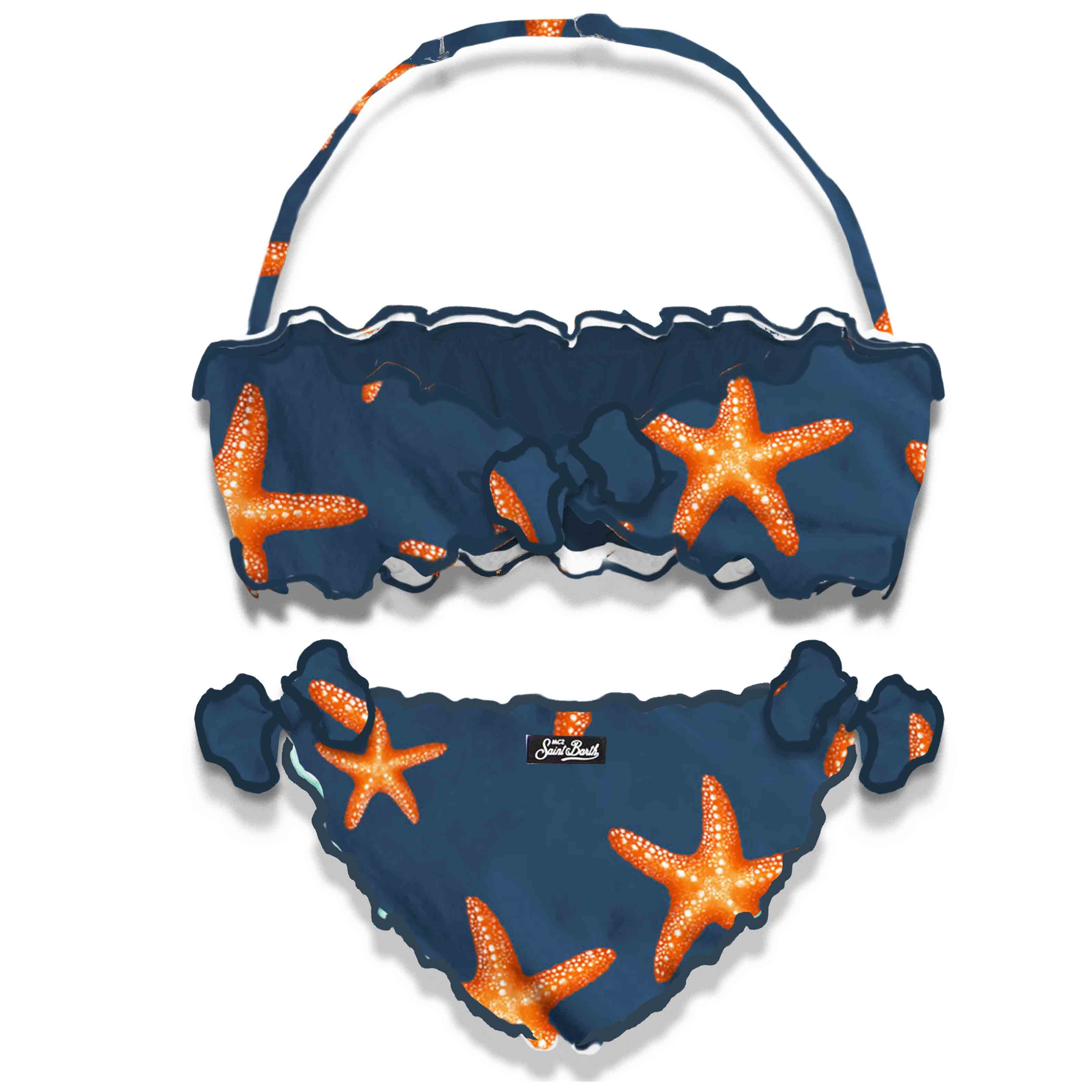 Bikini bandeau pour filles avec imprimé étoiles de mer