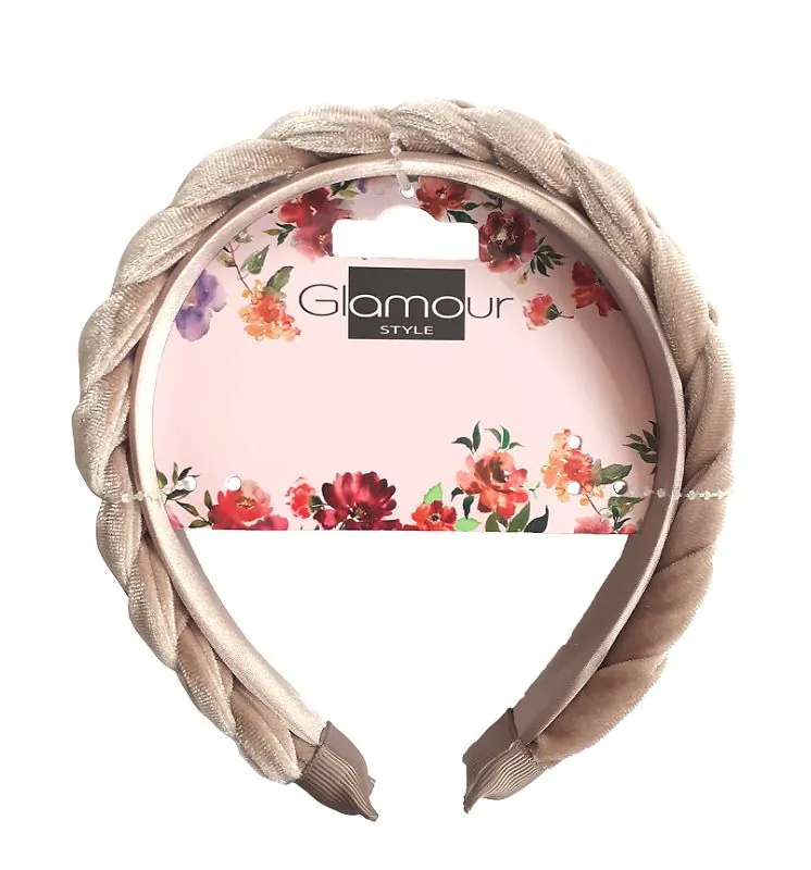 Glamour Aksamitna Opaska Warkocz