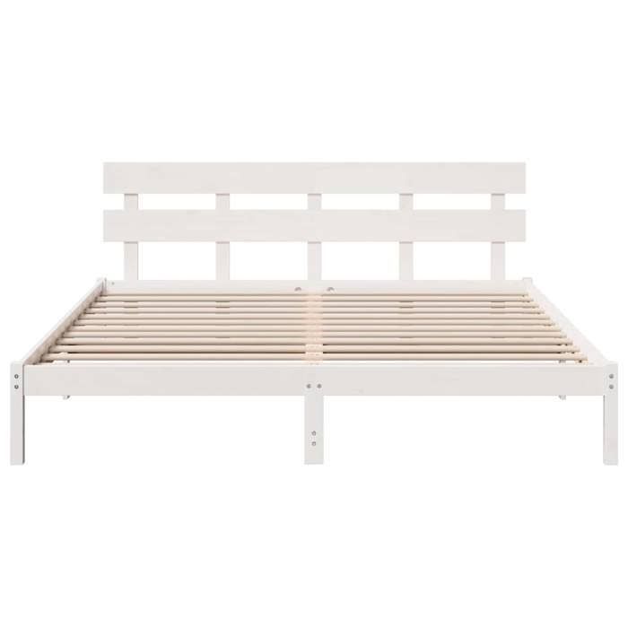 Cama doble CHIC para adultos - Estructura de cama blanca de 200 x 200 cm, madera maciza de pino #Sara69460