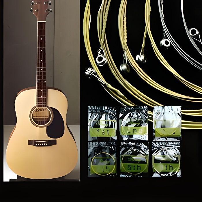 Set of 6 steel-core acoustic guitar strings, new