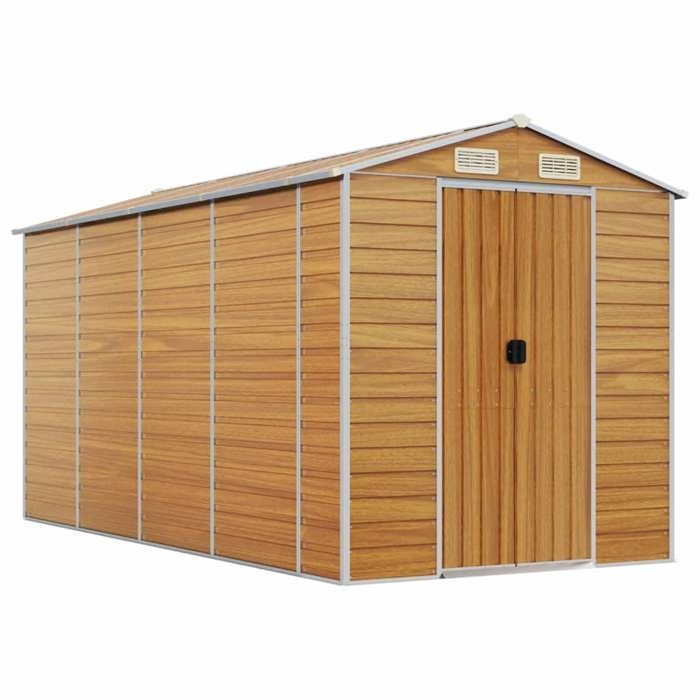 vidaXL Lichtbruine tuinschuur 191x385x198 cm Gegalvaniseerd staal, tuinschuur, gereedschapsschuur 3188278
