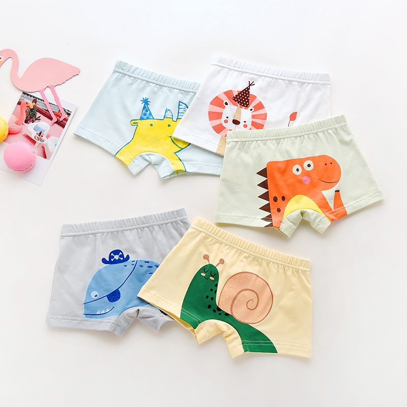 Lot de 5 sous-vêtements pour garçons, shorts et slips à motifs de dessins animés, boxers et slips pour bébés et adolescents.