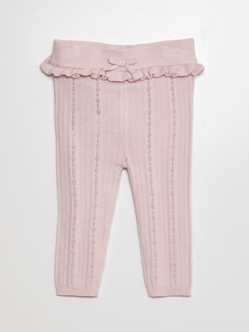 Opengebreide legging en sokken - ROZE