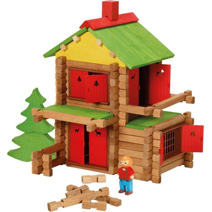 JEUJURA - Wooden Construction Set - My Wooden Chalet - 165 Pieces - Ages 5+