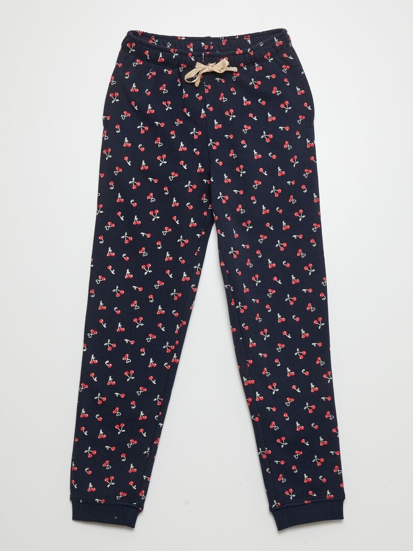 Bedrukte joggingbroek met sweatshirt-print - BLAUW