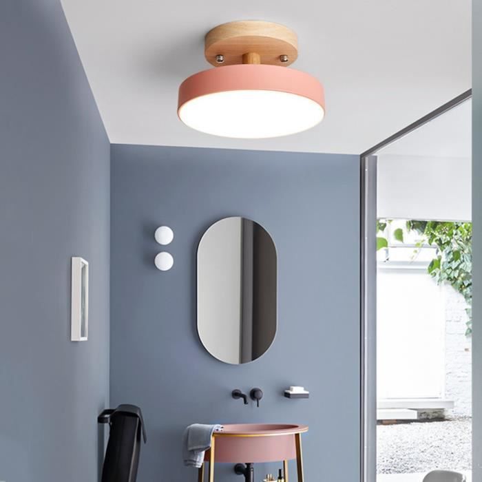 Plafonniers Moderne LED Luminaire Nordique en Bois Luminaire IntéRieur Cuisine Salon Chambre Salle de Bains -Rose