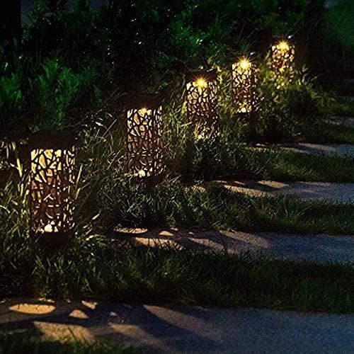 2windeal® 4 luces solares LED para jardín, faroles impermeables, luces tipo bolardo para decoración de patio y jardín.