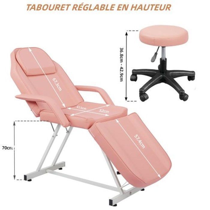 ALIGHTUP - Camilla de masaje plegable y portátil con respaldo y reposapiés ajustables, color rosa.