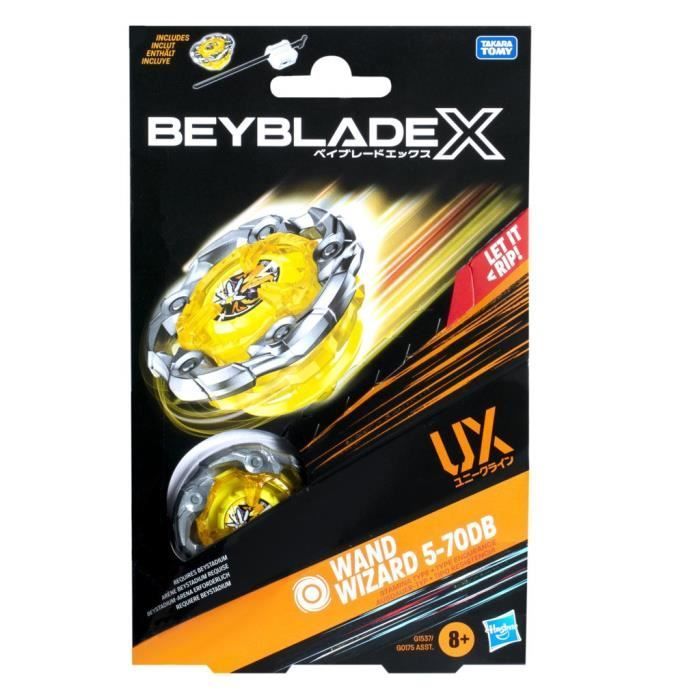 Beyblade X Starter Pack Wand Wizard 5-70DB UX, toupie de type endurance et lanceur, toupies authentiques Takara Tomy, dès 8 ans