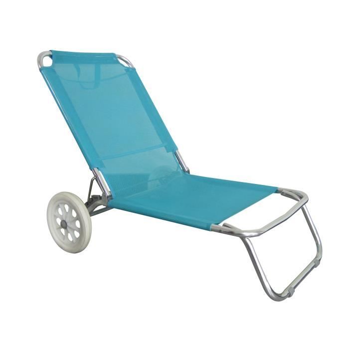 Chaise de plage avec roulettes - O'BEACH - Dimensions : 124 x 64 x 82 cm