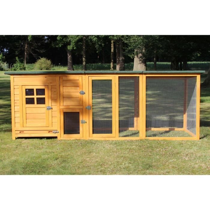 Pollaio in legno per giardino - FLEXI - Modello 149 - 2 posatoi - Nido - 215×70×65cm