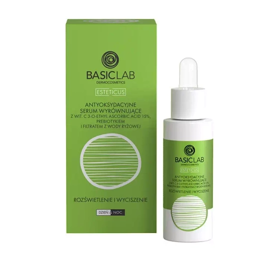 BasicLab Esteticus antyoksydacyjne serum wyrównujące na dzień i na noc z witaminą C 15% 30 ml