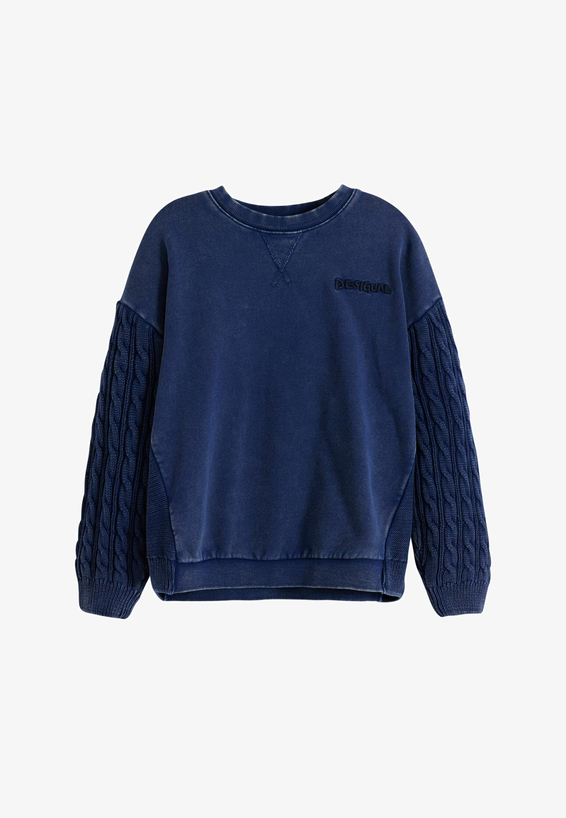 Sweat-shirt Desigual à manches câblées - bleu