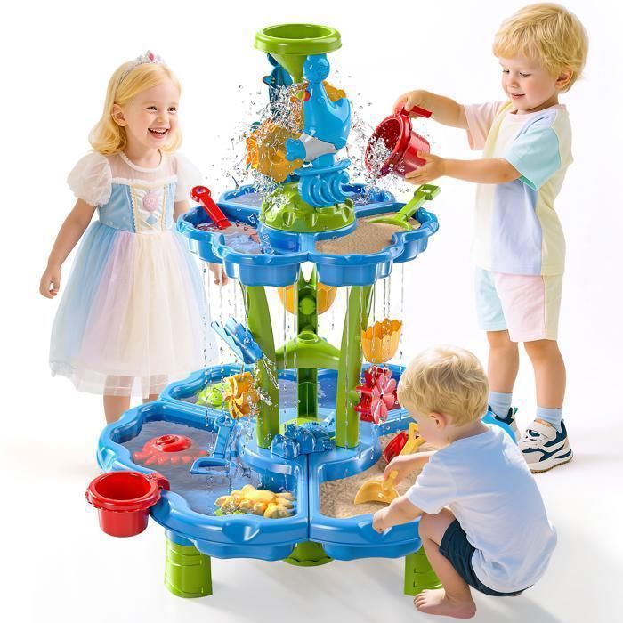 Mesa de Água - KUKUFUN - 2 Níveis - Mesa de Atividades ao Ar Livre - Ideal para a Praia - Presente de Aniversário para Crianças a partir de 3 Anos
