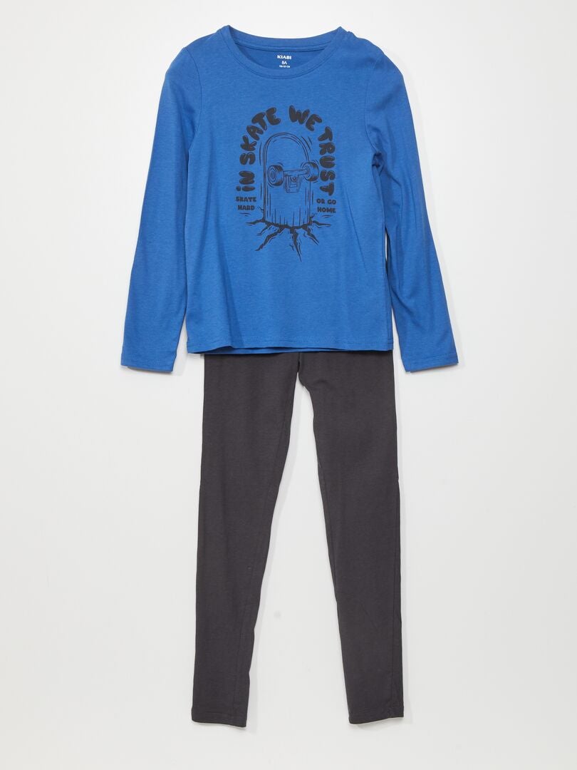Set pijama din două piese (tricou și pantaloni) - ALBASTRU