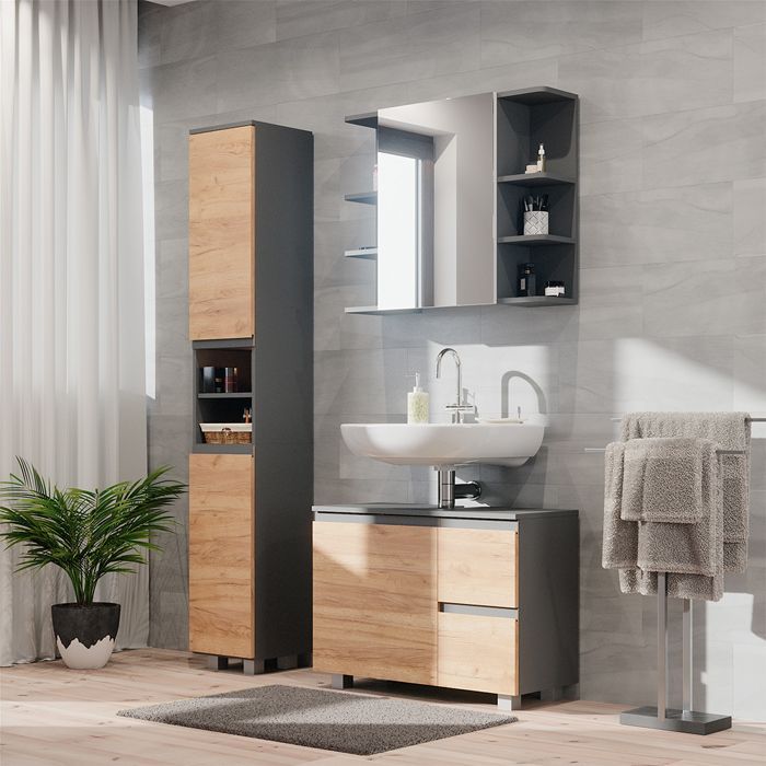 Meubles bain J-Shape 3 parties Gris Vicco 38202