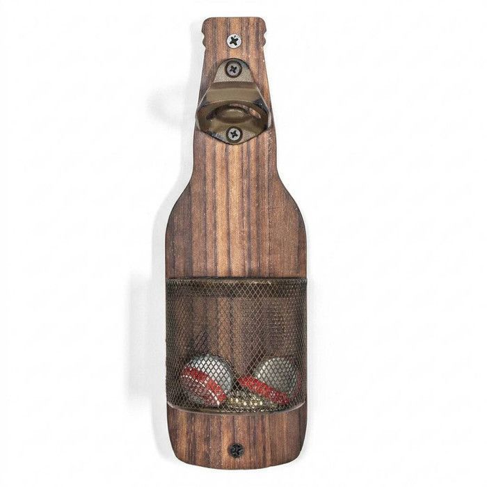 Vintage-Flaschenöffner zur Wandmontage mit Aufbewahrungskorb, kreativer Flaschenöffner, Dekoration für Küchentheke oder Bar