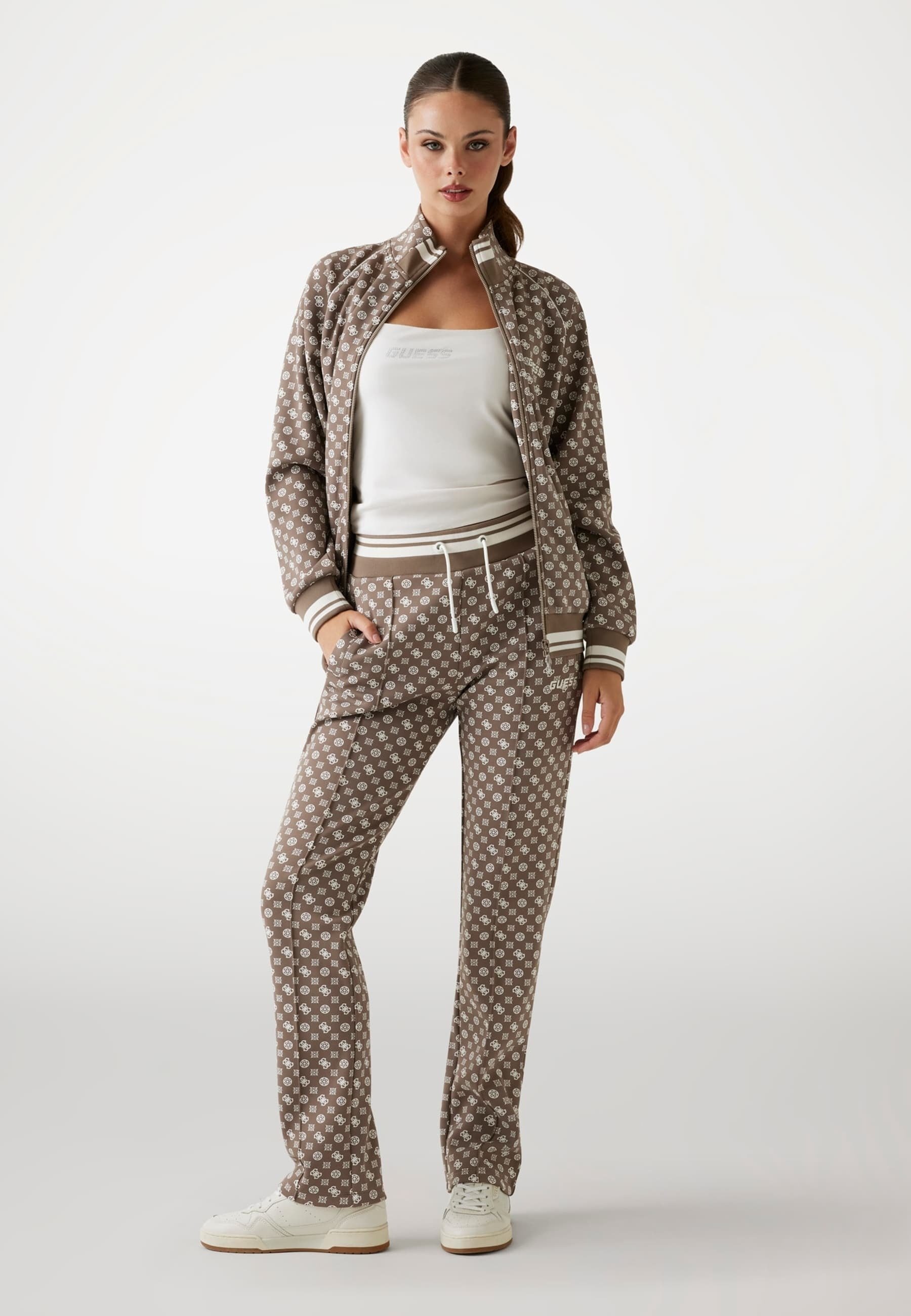 Sweat-shirt zippé Guess - marron multicolore
