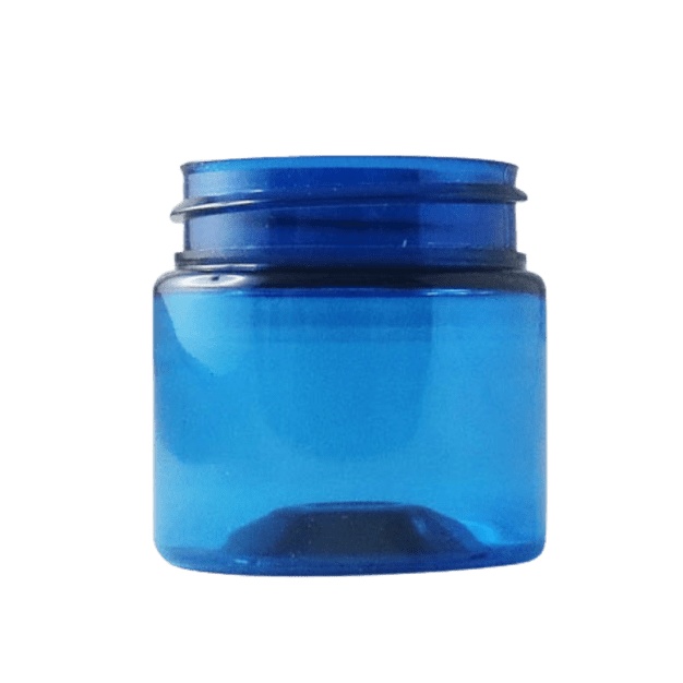 Pequeño tarro azul de PET reciclado de 50 ml - sin tapa
